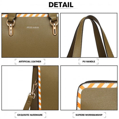 Easy Luggage LT1953 - Miss Lulu Stripe Design Shoulder Bag - Green