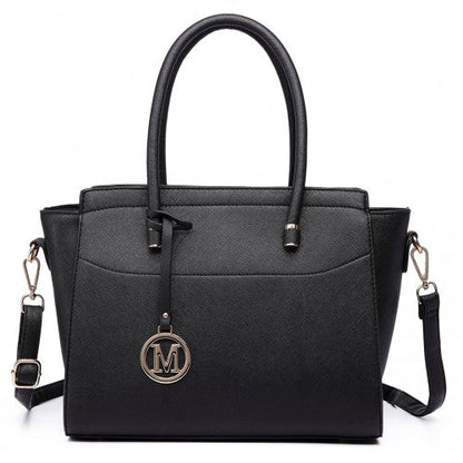 Easy Luggage LT6627 - Miss Lulu Faux Leather Large Winged Tote Bag Handbag Black