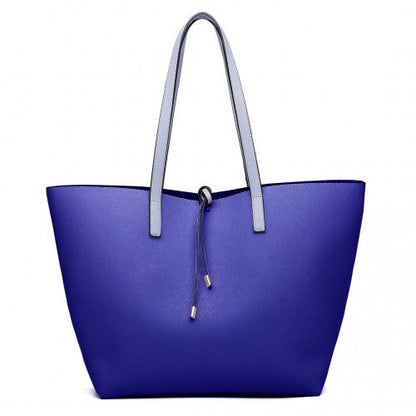 Easy Luggage LT6628 - Miss Lulu Women Reversible Contrast Shopper Tote Bag Grey