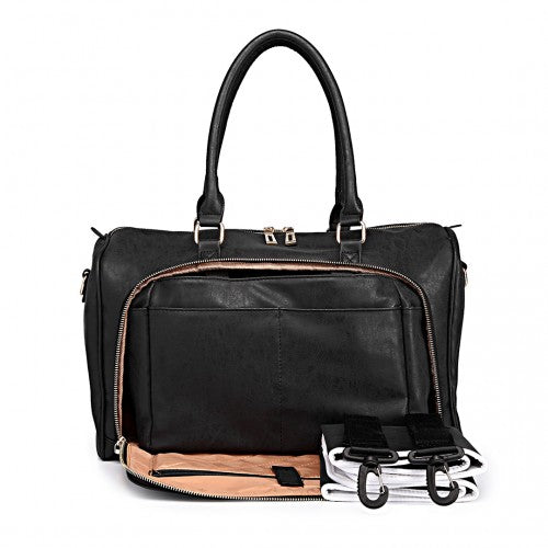 Easy Luggage LT6638 - Miss Lulu Leather Look Maternity Changing Shoulder Bag Black