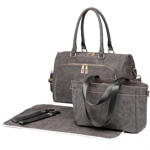 Easy Luggage LT6638 - Miss Lulu Leather Look Maternity Changing Shoulder Bag Grey