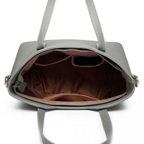 Easy Luggage LT6648 - Miss Lulu Three Piece Tote Shoulder Bag And Clutch - Dark Grey