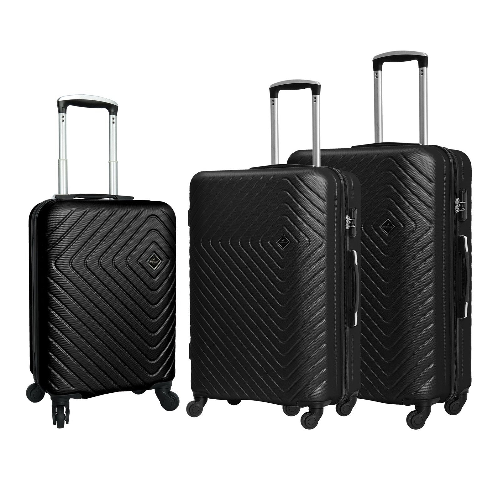 Madisson Super Lightweight Hard Shell Luggage featuring 4 smooth rolling spinner wheels Black