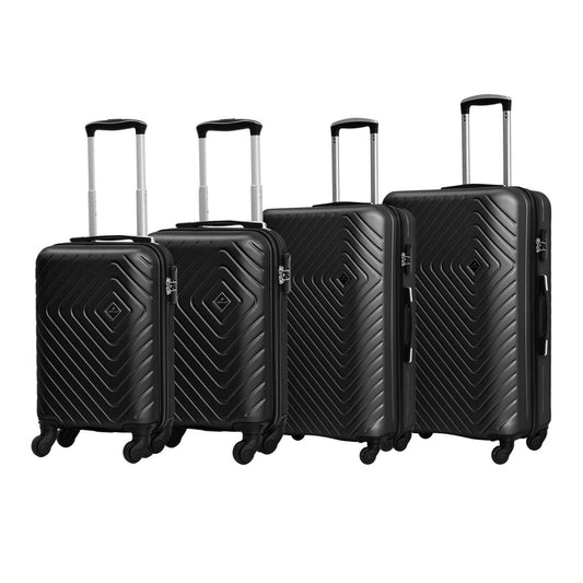 Easy Luggage Madisson Super Lightweight Hard Shell Luggage featuring 4 smooth-rolling spinner wheels Black