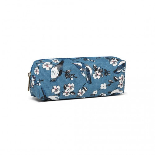 Easy Luggage PC-16J D BE- Miss Lulu Canvas Pencil Case Birds dark blue