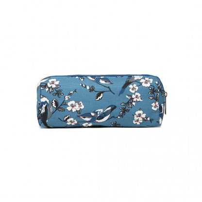 Easy Luggage PC-16J D BE- Miss Lulu Canvas Pencil Case Birds dark blue