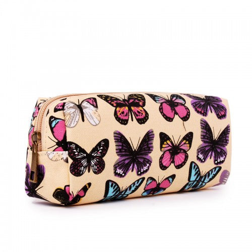 Easy Luggage PC-B - Miss Lulu Canvas Pencil Case Butterfly Beige