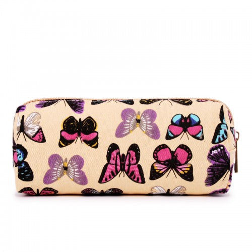 Easy Luggage PC-B - Miss Lulu Canvas Pencil Case Butterfly Beige