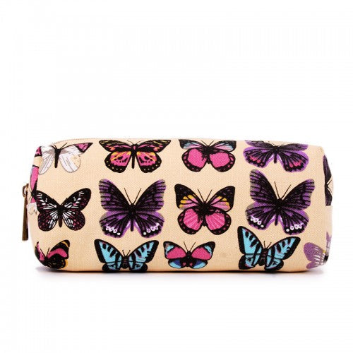 Easy Luggage PC-B - Miss Lulu Canvas Pencil Case Butterfly Beige