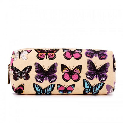 Easy Luggage PC-B - Miss Lulu Canvas Pencil Case Butterfly Beige