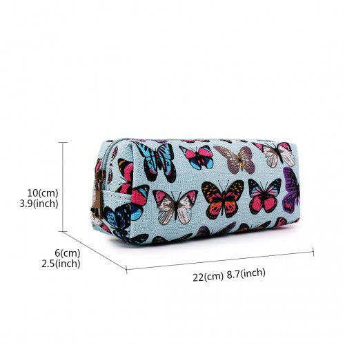 Easy Luggage PC-B - Miss Lulu Canvas Pencil Case Butterfly Blue