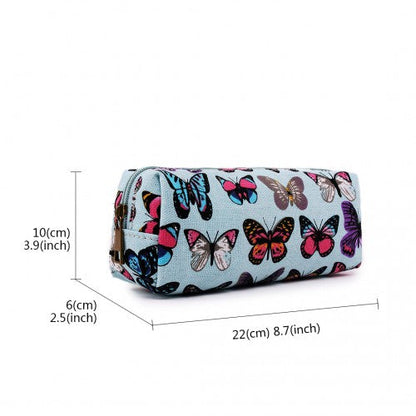 Easy Luggage PC-B - Miss Lulu Canvas Pencil Case Butterfly Blue