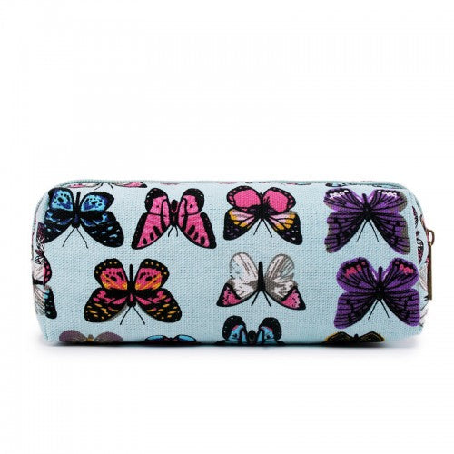Easy Luggage PC-B - Miss Lulu Canvas Pencil Case Butterfly Blue