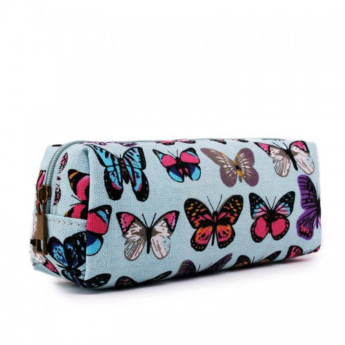 Easy Luggage PC-B - Miss Lulu Canvas Pencil Case Butterfly Blue