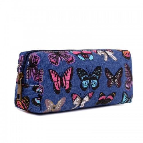 Easy Luggage PC-B - Miss Lulu Canvas Pencil Case Butterfly Navy