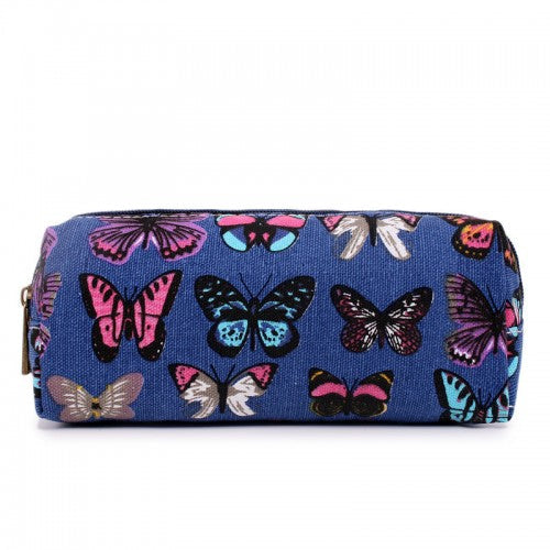 Easy Luggage PC-B - Miss Lulu Canvas Pencil Case Butterfly Navy