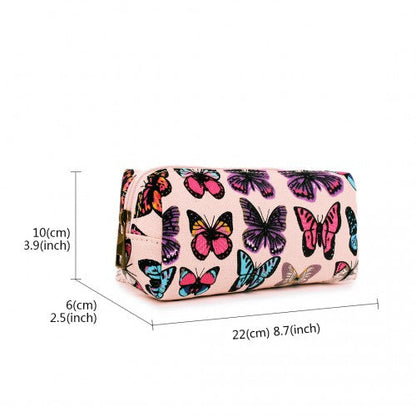 Easy Luggage PC-B - Miss Lulu Canvas Pencil Case Butterfly Pink