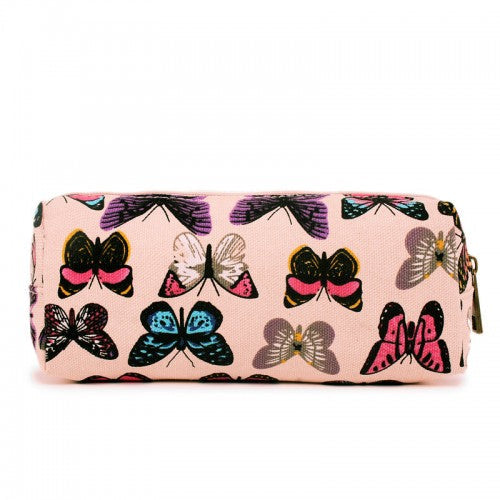 Easy Luggage PC-B - Miss Lulu Canvas Pencil Case Butterfly Pink