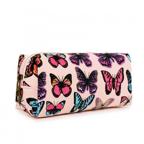 Easy Luggage PC-B - Miss Lulu Canvas Pencil Case Butterfly Pink