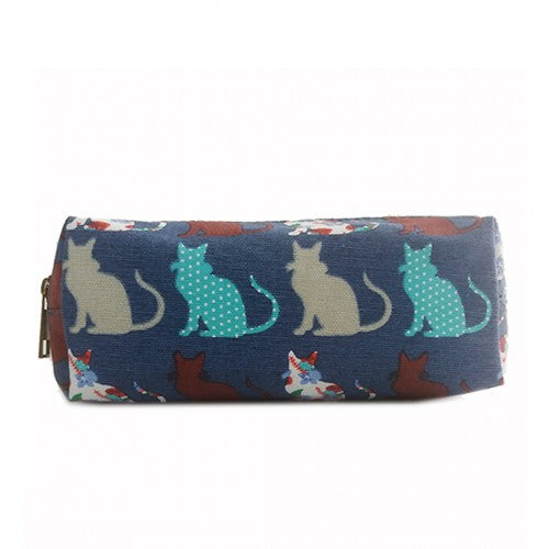 Easy Luggage PC-CT - Miss Lulu Canvas Pencil Case Cat Navy