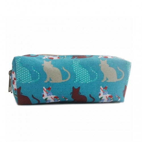 Easy Luggage PC-CT - Miss Lulu Canvas Pencil Case Cat Teal