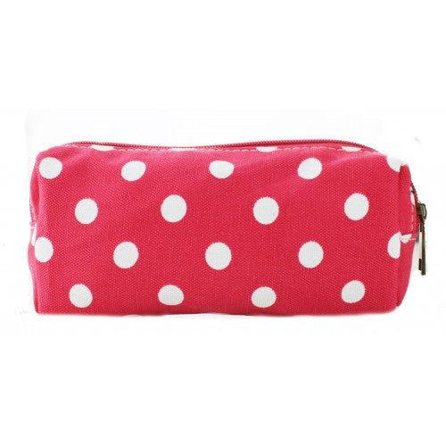 Easy Luggage PC-D - Miss Lulu Canvas Pencil Case Polka Dot Plum