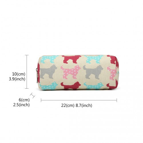 Easy Luggage PC - Miss Lulu Canvas Pencil Case Dog Beige