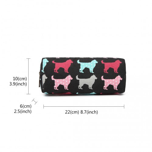 Easy Luggage PC - Miss Lulu Canvas Pencil Case Dog Black