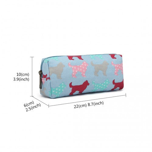 Easy Luggage PC - Miss Lulu Canvas Pencil Case Dog Blue