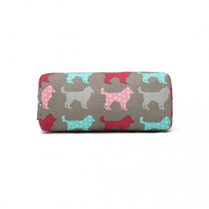 Easy Luggage PC - Miss Lulu Canvas Pencil Case Dog Grey