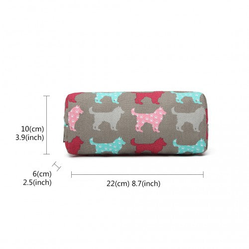 Easy Luggage PC - Miss Lulu Canvas Pencil Case Dog Grey