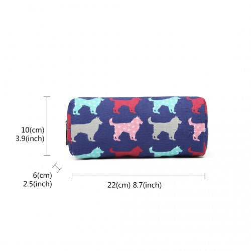 Easy Luggage PC - Miss Lulu Canvas Pencil Case Dog Navy