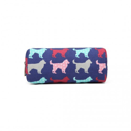 Easy Luggage PC - Miss Lulu Canvas Pencil Case Dog Navy