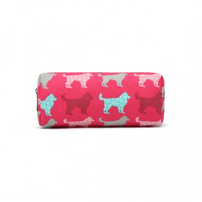 Easy Luggage PC - Miss Lulu Canvas Pencil Case Dog Plum