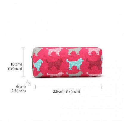 Easy Luggage PC - Miss Lulu Canvas Pencil Case Dog Plum