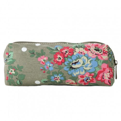Easy Luggage PC - Miss Lulu Canvas Pencil Case Flower Polka Dot Grey