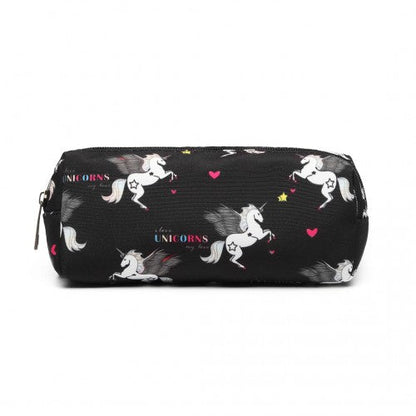 Easy Luggage PC-UN - MISS LULU UNICORN CANVAS PENCIL CASE - BLACK