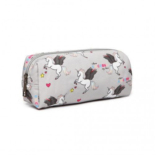 Easy Luggage PC-UN - MISS LULU UNICORN CANVAS PENCIL CASE - GREY