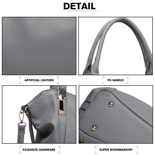 Easy Luggage S1716 - Miss Lulu Soft Leather Elegant Simple Shoulder Bag - Dark Grey