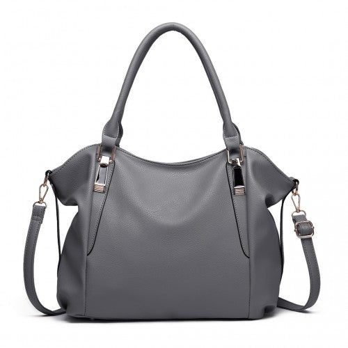 Easy Luggage S1716 - Miss Lulu Soft Leather Elegant Simple Shoulder Bag - Dark Grey