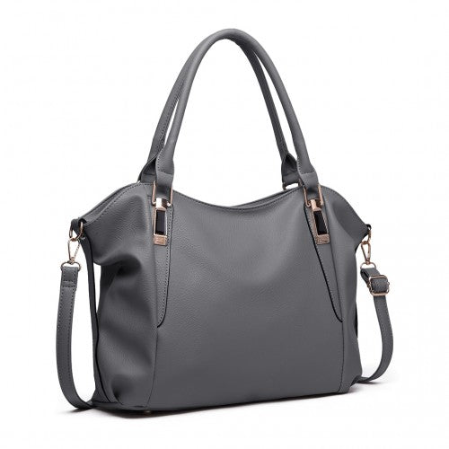 Easy Luggage S1716 - Miss Lulu Soft Leather Elegant Simple Shoulder Bag - Dark Grey