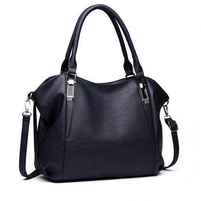 Easy Luggage S1716 - Miss Lulu Soft Leather Elegant Simple Shoulder Bag - Navy