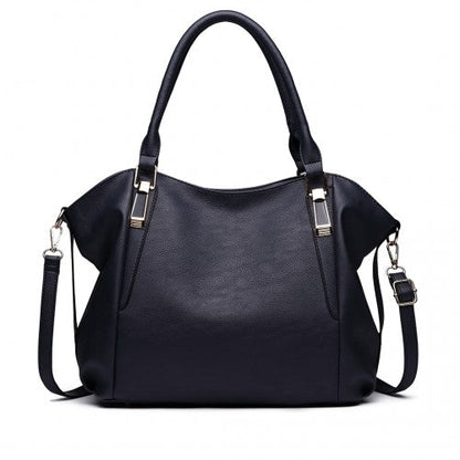 Easy Luggage S1716 - Miss Lulu Soft Leather Elegant Simple Shoulder Bag - Navy