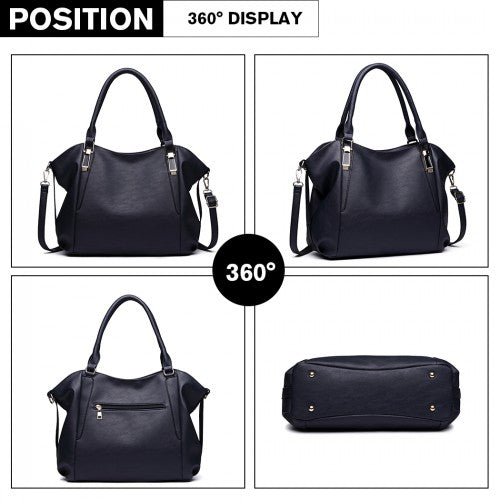 Easy Luggage S1716 - Miss Lulu Soft Leather Elegant Simple Shoulder Bag - Navy