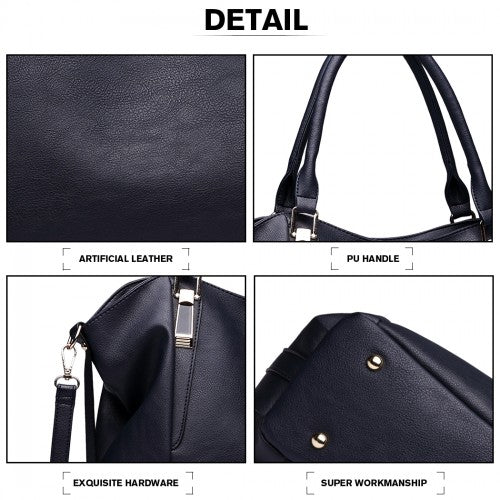 Easy Luggage S1716 - Miss Lulu Soft Leather Elegant Simple Shoulder Bag - Navy