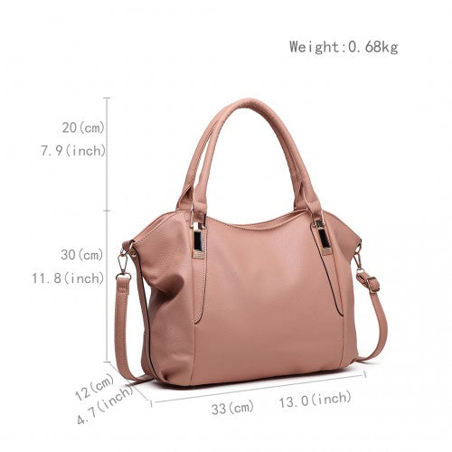 Easy Luggage S1716 - Miss Lulu Soft Leather Elegant Simple Shoulder Bag - Nude