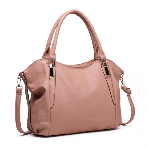 Easy Luggage S1716 - Miss Lulu Soft Leather Elegant Simple Shoulder Bag - Nude