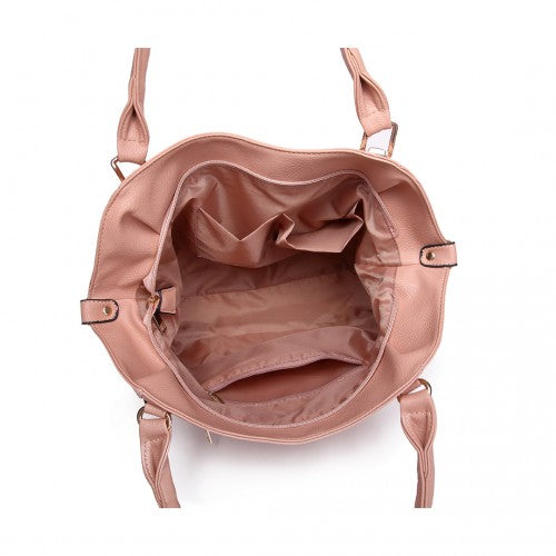 Easy Luggage S1716 - Miss Lulu Soft Leather Elegant Simple Shoulder Bag - Nude