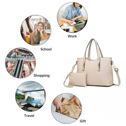 Easy Luggage S1719 - Miss Lulu PU Leather Handbag & Purse - Beige