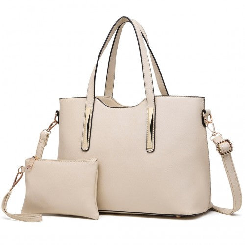 Easy Luggage S1719 - Miss Lulu PU Leather Handbag & Purse - Beige